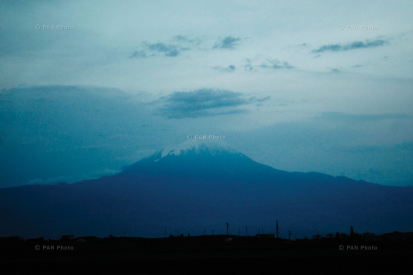 Mt. Ararat, as seen from Igdir. The mountain is strikingly beautiful when seen from Armenia, but the view from Turkey is not particularly attractive