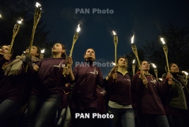 Torchlight procession heading to Armenian Genocide memorial