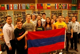 Armenian flag marks history, culture books in Mass. high school library
