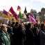 Армяне, курды и алевиты провели митинг протеста перед местом встречи Эрдогана с избирателями в Страсбурге