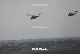 Российские вертолетчики в Армении совершенствуют навыки ночных полетов
