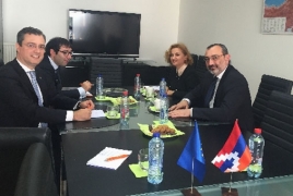 Karabakh FM slams Azeri aggression at meeting in Belgium