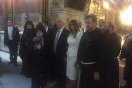 Trump, first lady listen to Armenian chants at Jerusalem church