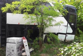 Автобус рейса Москва-Ереван  упал в кювет под Воронежем: Есть пострадавшие