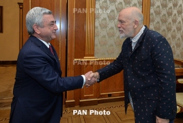 Armenia president, John Malkovich meet ahead of Yerevan concert