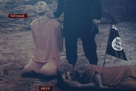 В опубликованном ИГ фото террорист «казнит» Месси и Неймара