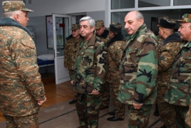 Karabakh, Armenian presidents visit Artsakh military units