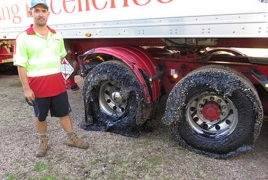 Asphalt melts, sticks to truck wheels in Australia