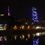 Tbilisi TV Tower lit in colors of Armenian flag