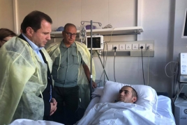 Defense Minister visits soldier wounded on border with Azerbaijan
