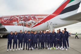 Arsenal's newly branded Emirates plane livery features Mkhitaryan