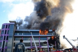 Firefighters battle massive fire at Baku shopping mall