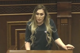 Trans woman delivers remarks in Armenia parliament
