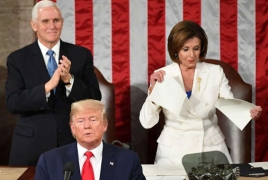 Pelosi rips copy of Trump's speech after he refuses to shake her hand