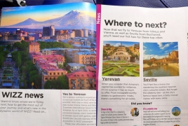 Wizz Air magazine advertises upcoming flights to Armenia