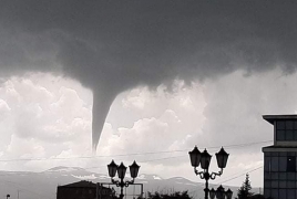 Fascinating funnel cloud spotted over Armenian town