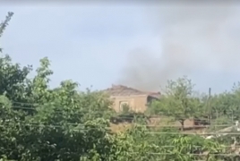 Footage of Azerbaijani artillery pounding Armenian villages