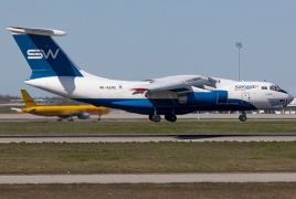 Military cargo aircraft flying from Azerbaijan to Israel and back