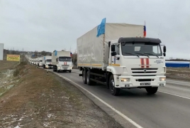 Первая колонна МЧС РФ с гуманитарным грузом прибыла в Карабах, вторая - выдвинулась