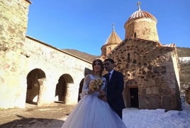 Armenian couple wed in Karabakh's Dadivank monastery