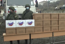 Russian peacekeepers deliver aid to Karabakh hospital, school