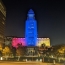 Los Angeles City Hall lit in colors of Armenian flag on war anniv.