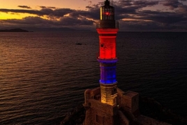 Famous Crete lighthouse lit with Armenian colors to celebrate ties