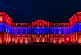 France's Palais du Pharo lit in colors of Armenian flag