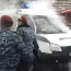 Yerevan: Police car catches fire during opposition protest