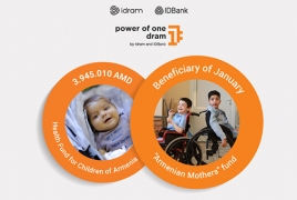 3,945,010 դրամ՝ Հայաստանի երեխաների առողջության հիմնադրամին․ Մի դրամի ուժը հունվարին կուղղվի «Հայ Մայրեր»-ին