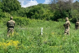 Pillars installed in Armenian border village of Kirants