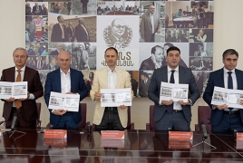 Գործարար, բարերար, «Գրանդ Հոլդինգի» հիմնադիր Հրանտ Վարդանյանի ծննդյան 75-ամյակին նվիրված նամականիշ, 1-ին օրվա ծրար և գեղաթերթիկ է թողարկվել