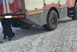 Բեռնատարը մերկասառույցի պատճառով արգելափակվել է Երևան-Մեղրի ճանապարհին