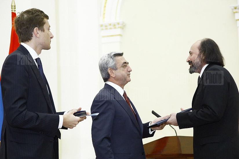 Գիտության, մշակույթի ու արվեստի գործիչները պարգևատրվել են Հայաստանի նախագահի մրցանակով