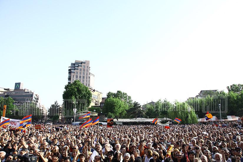 ANC Protest Rally with participation of recently amnestied oppositionists Nikol Pashinyan and Sasun Mikaelyan takes place at Liberty Square of Yerevan