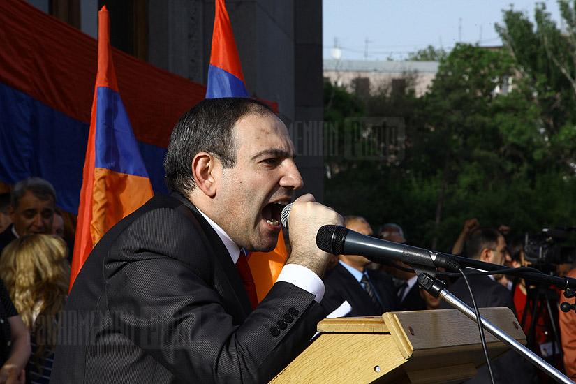 ANC Protest Rally with participation of recently amnestied oppositionists Nikol Pashinyan and Sasun Mikaelyan takes place at Liberty Square of Yerevan