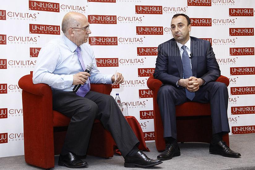Министр юстиции Армении Грайр Товмасян принял участие в организованном фондом «Сивилитас» обсуждении «Сто вопросов, сто ответов»
