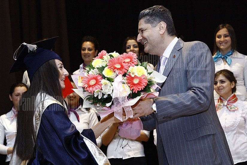 Khachatur Abovyan Armenian State Pedagogical University council chairman, RA PM Tigran Sargsyan awards university Master's graduates with diplomas