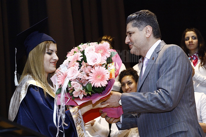 Khachatur Abovyan Armenian State Pedagogical University council chairman, RA PM Tigran Sargsyan awards university Master's graduates with diplomas