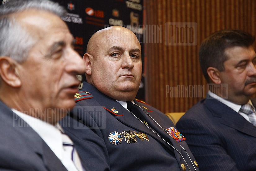 Press conference of the President of the International Police Association Michael Odysseus, IPA Secretary General George Katsaropoulos and President of the Police Association of the Russia Alexey Gankin 