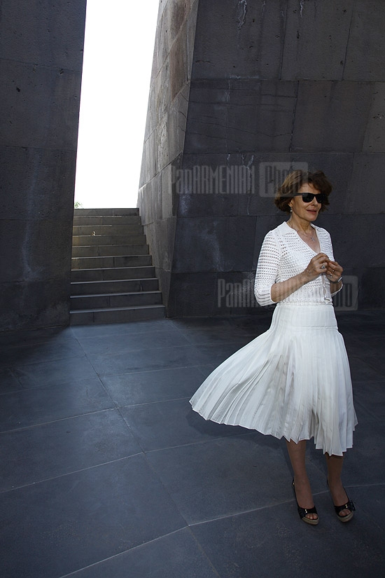 French actress Fanny Ardant visits Armenian Genocide Memorial