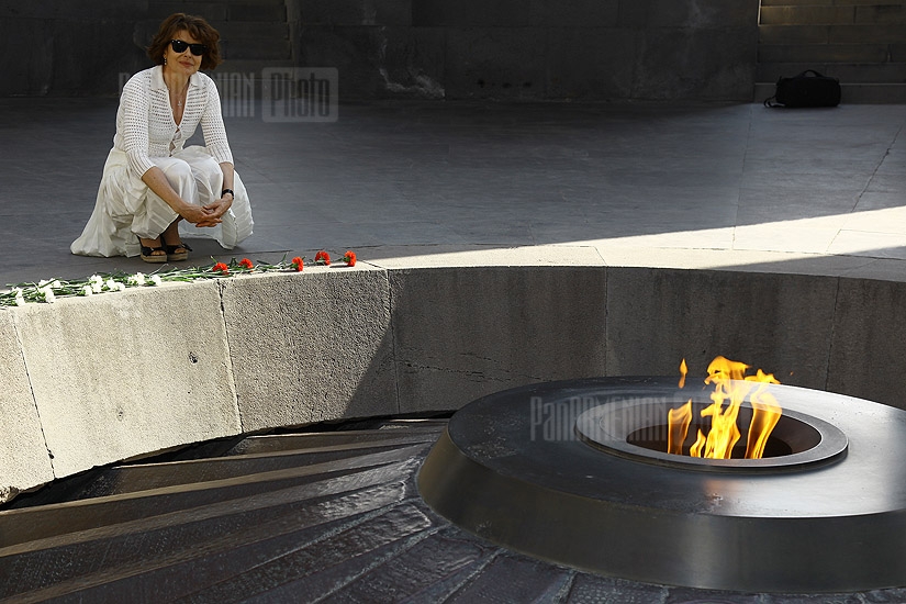 French actress Fanny Ardant visits Armenian Genocide Memorial