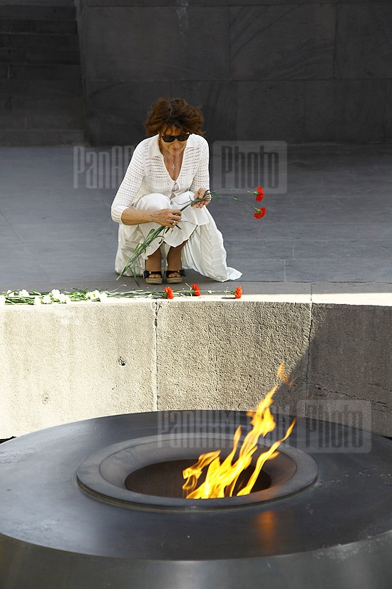 French actress Fanny Ardant at Armenian Genocide Memorial