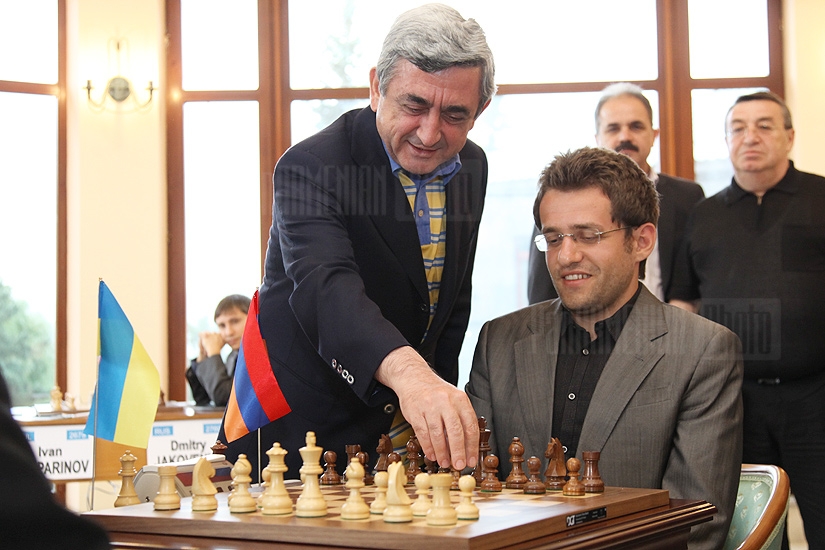 President Serzh Sargsyan and Levon Aronyan at Fide Grand-Prix Tournament