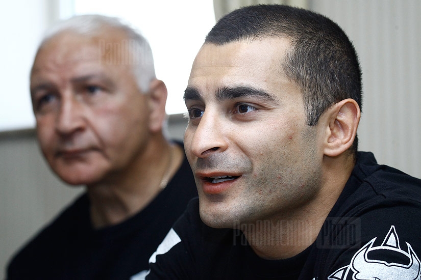 Press conference of boxer Vic Darchinyan and his team