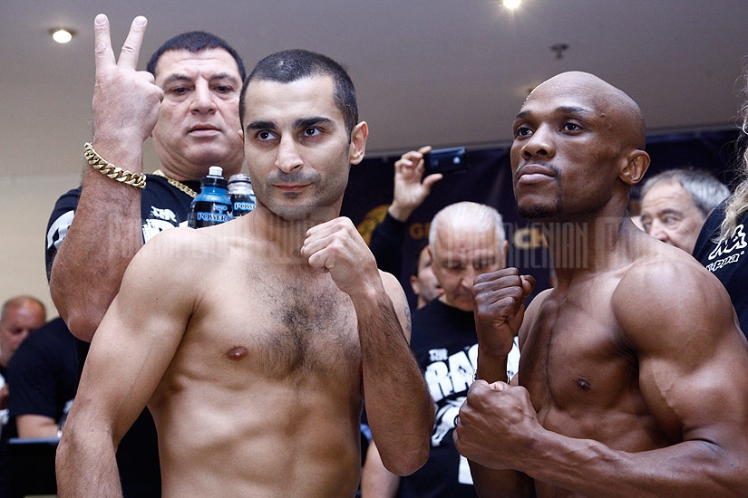 Weigh-in of boxers Evans Mbamba and Vic Darchinyan before their clash