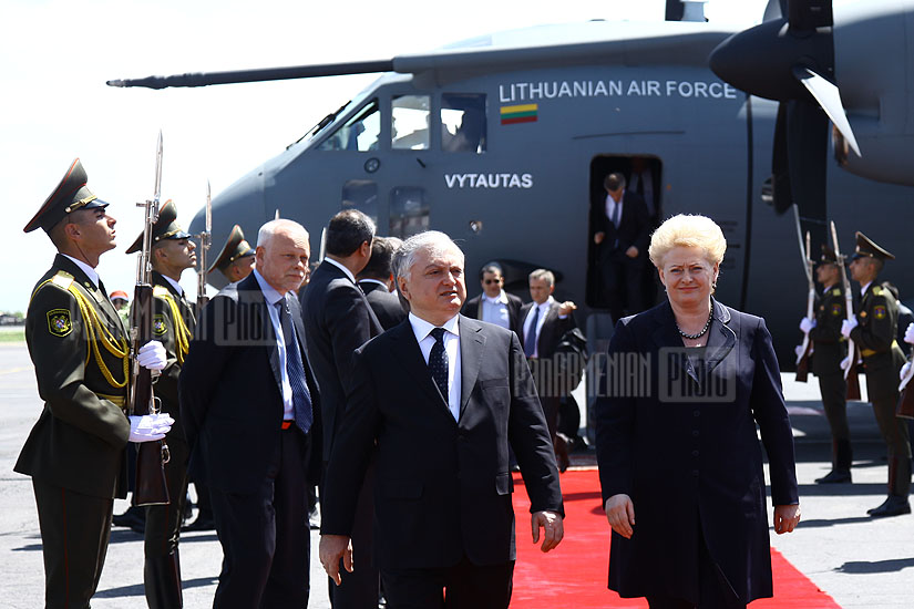 President of Lithuania Dalia Grybauskaitė arrives in Armenia