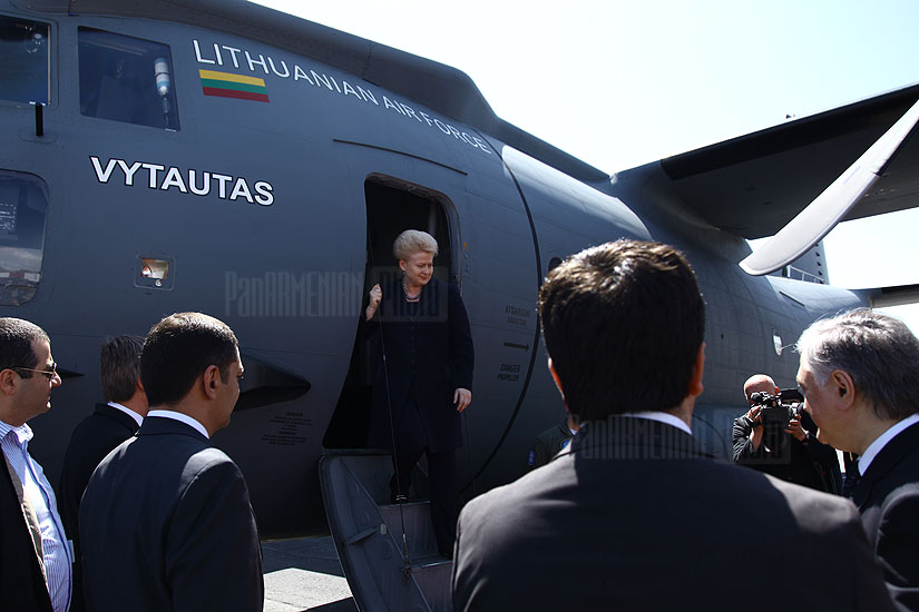 President of Lithuania Dalia Grybauskaitė arrives in Armenia