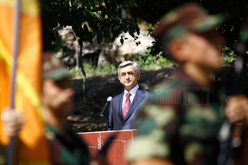 RA President Serzh Sargsyan attends Poqr Mher military educational academy 