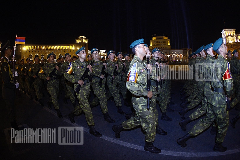 Rehearsal of military parade in Republic Square